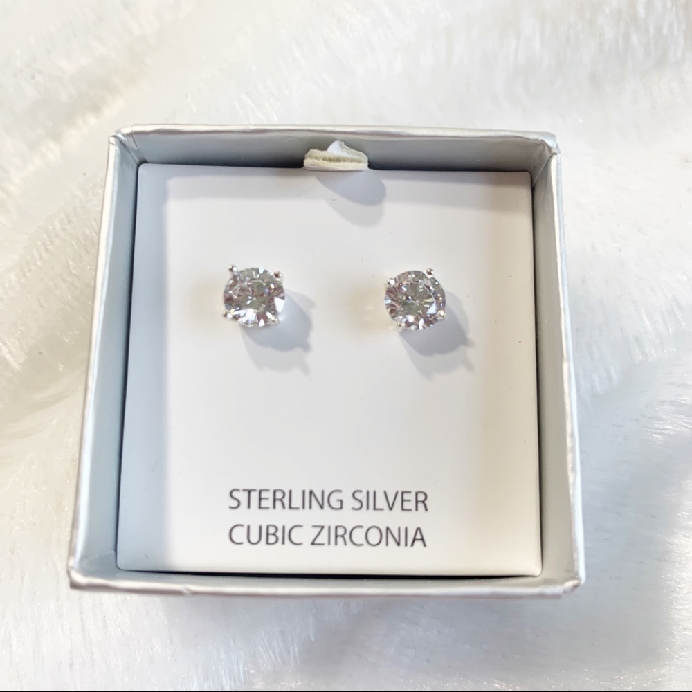 New in the box silver and cubic zirconia earrings